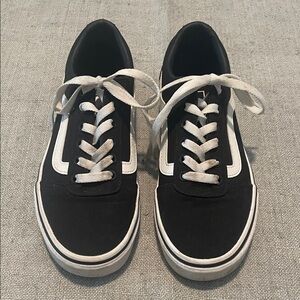 Vans Black and White Low-Top Skate Shoes